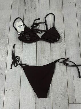 WILO Women’s Dark Brown Triangle Tie-Side Bikini